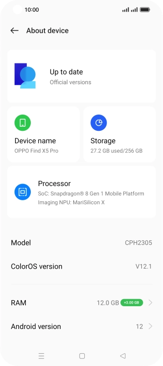 Press the first field. If a new software version is available, it's displayed. Follow the instructions on the screen to update the phone software.
