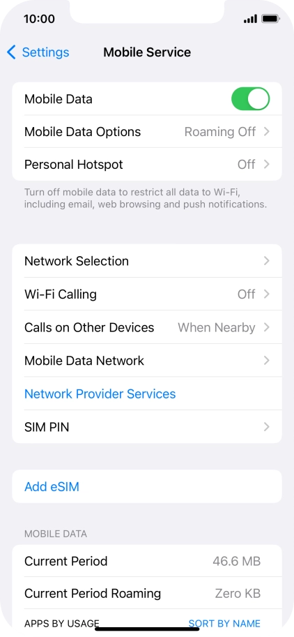 Press Mobile Data Options.