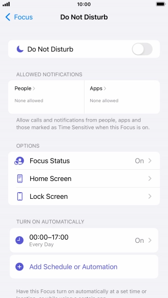 Press People and follow the instructions on the screen to select which contacts you would like to receive calls and notifications from when Do Not Disturb is turned on.