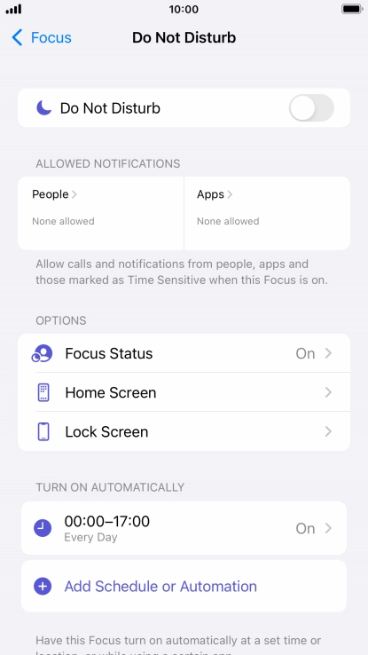 Press People and follow the instructions on the screen to select which contacts you would like to receive calls and notifications from when Do Not Disturb is turned on.