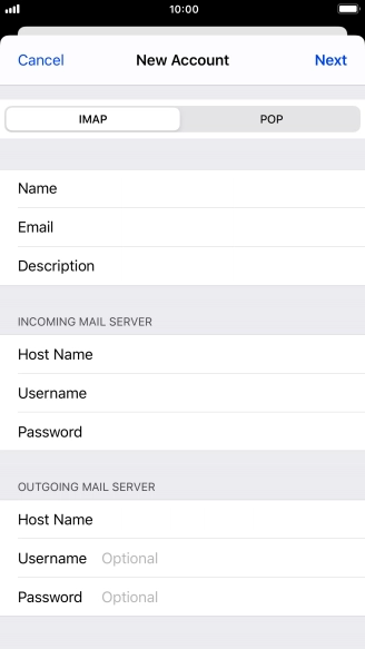 Press Username and key in the username for your email account. Please note that if you're using Vodafone's outgoing server, leave the username field empty.