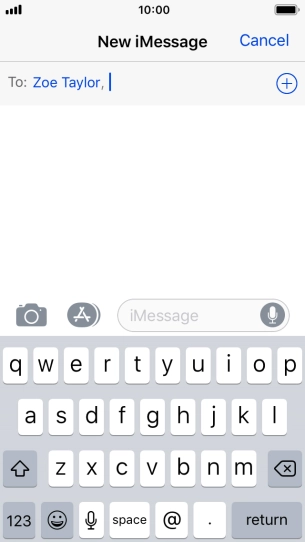 If the recipient can receive iMessages, iMessage is displayed in the text input field.