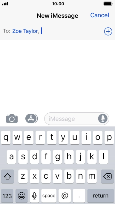 If the recipient can receive iMessages, iMessage is displayed in the text input field.