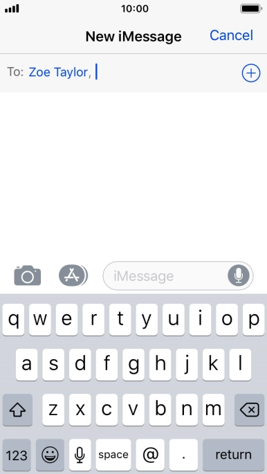 If the recipient can receive iMessages, iMessage is displayed in the text input field.