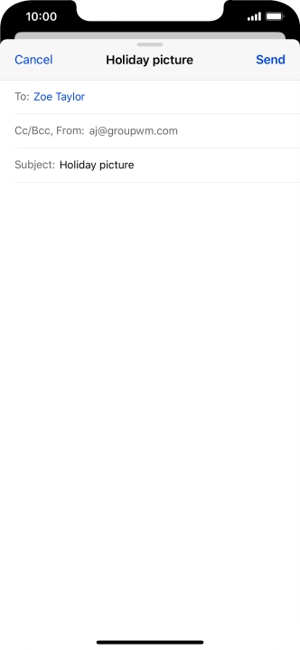 Press the text input field and write the text for your email message.