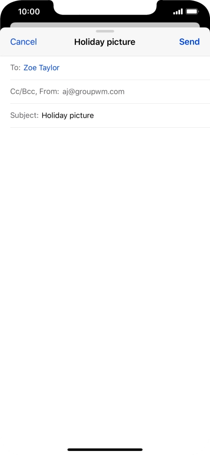 Press the text input field and write the text for your email message.