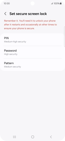 Press the required phone lock code and follow the instructions on the screen to create an additional phone lock code.
