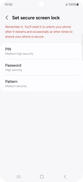 Press the required phone lock code and follow the instructions on the screen to create an additional phone lock code.