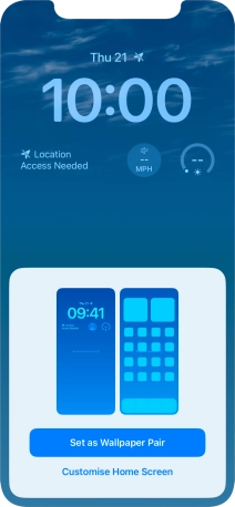 To use the same colour theme on the home screen, press Set as Wallpaper Pair.