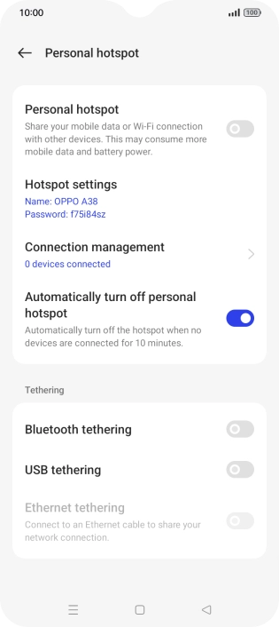 Press Hotspot settings.