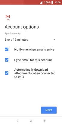 If this screen is displayed, you email account has been recognised and set up automatically. Follow the instructions on the screen to key in more information and finish setting up your phone.