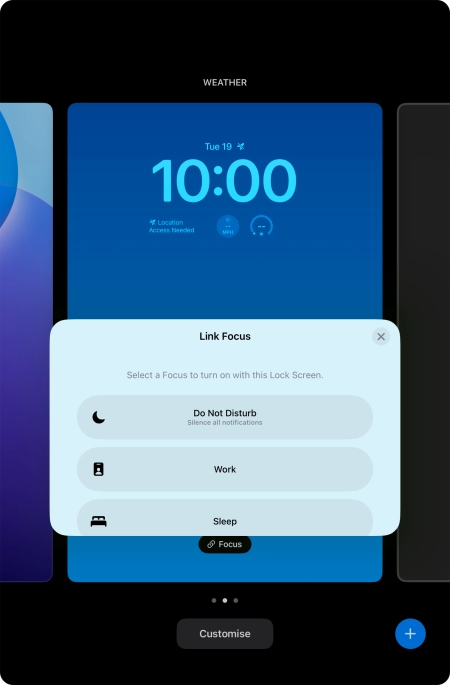 Press the required focus mode.