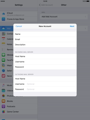 Press Username and key in the username for your email account. Please note that if you're using Vodafone's outgoing server, leave the username and password fields empty.