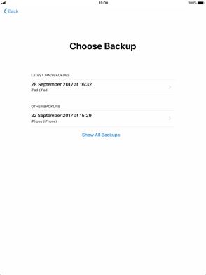 Press the required backup and your tablet restores the content of the selected backup. Subsequently, follow the instructions on the screen to set up your tablet and prepare it for use.