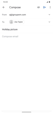 Press the text input field and write the text for your email message.