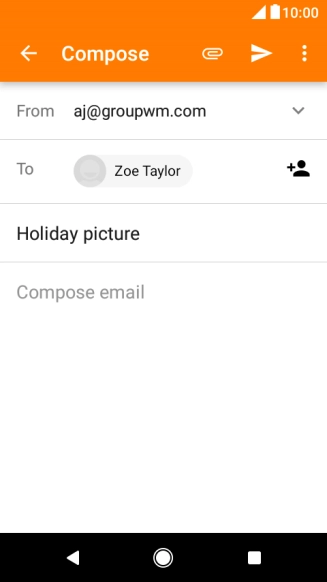 Press the text input field and write the text for your email message.