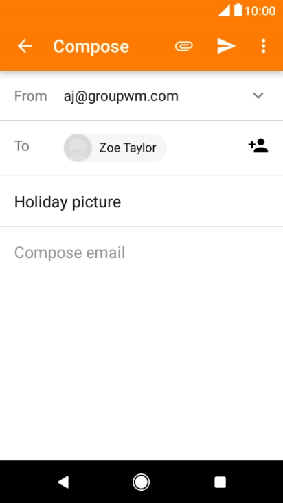 Press the text input field and write the text for your email message.