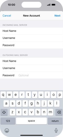 Press Password and key in the password for your email account. Please note that if you're using Vodafone's outgoing server, leave the password field empty.