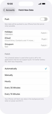 If you turn off the function, press the required setting.