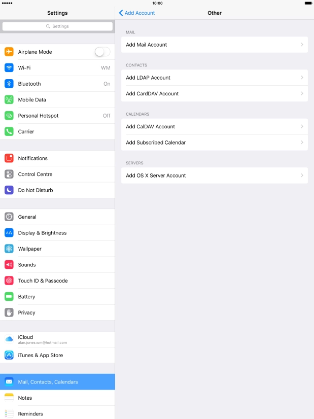 Press Add Mail Account.