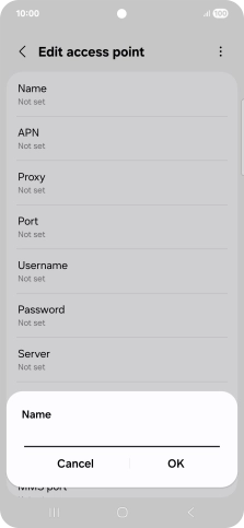 Key in Vodafone Internet and press OK.