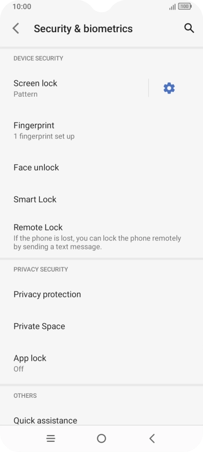 Press Screen lock and key in the additional phone lock code you created earlier.