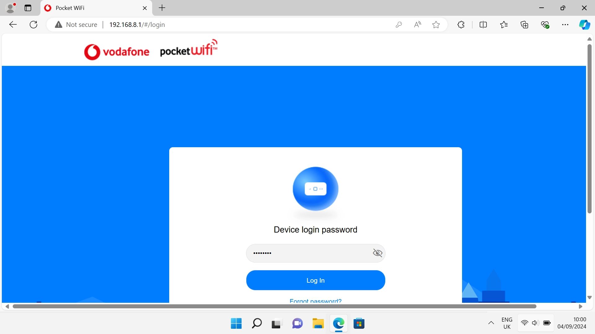 Key in the password for your router and click Log In.