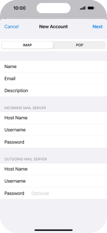Press Password and key in the password for your email account. Please note that if you're using Vodafone's outgoing server, leave the password field empty.