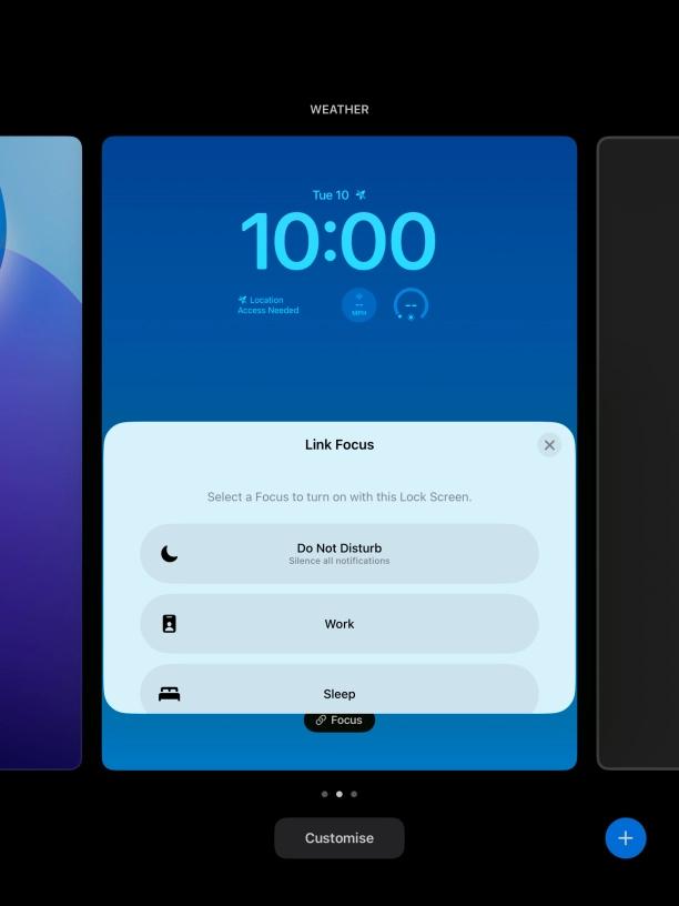 Press the required focus mode.