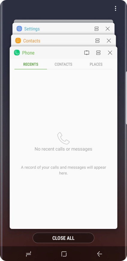 To end one running application, slide your finger right on the required application.
