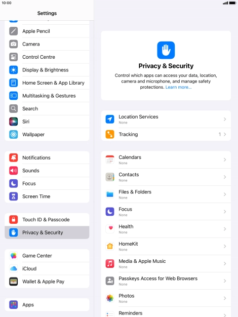 Press Location Services.