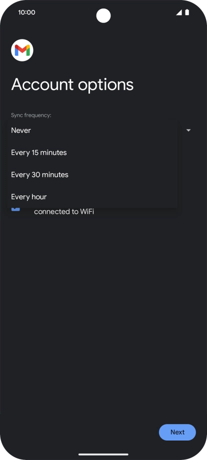 Press the required setting.