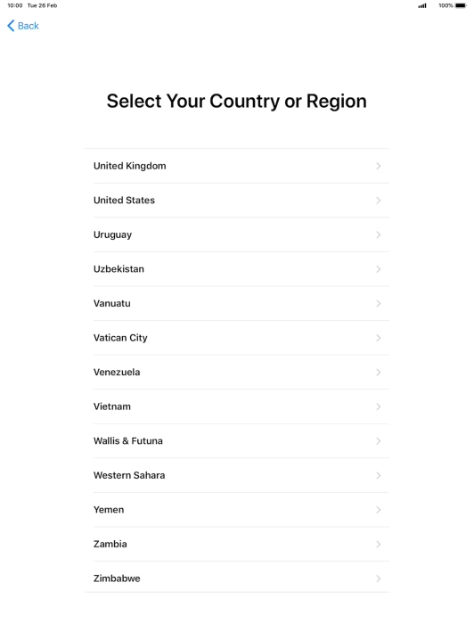 Press the required country or area.