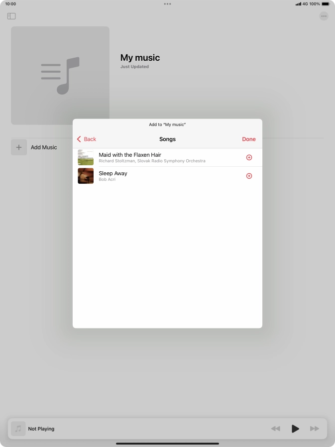 Go to the required category and press the add icon next to the required audio file.