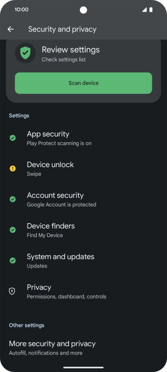 Press More security and privacy.