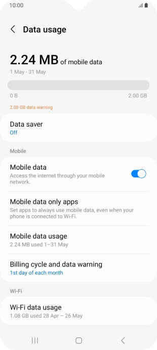 The total data usage is displayed.