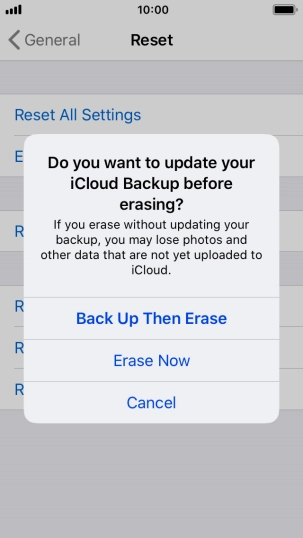 Press the required setting.