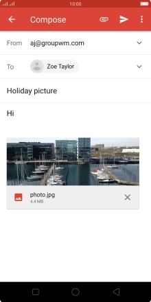 Press the send icon when you've finished your email message.