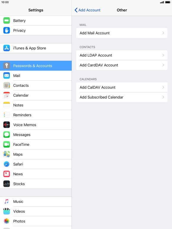 Press Add Mail Account.