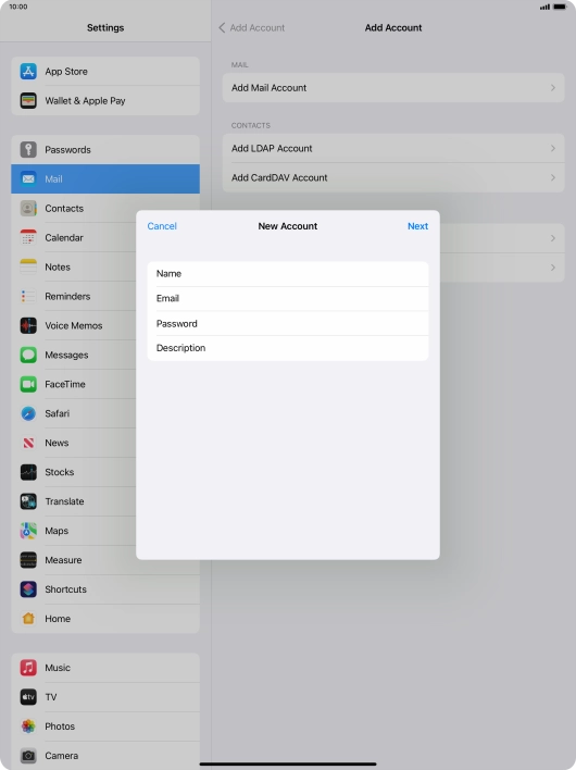 Press Description and key in the required name.
