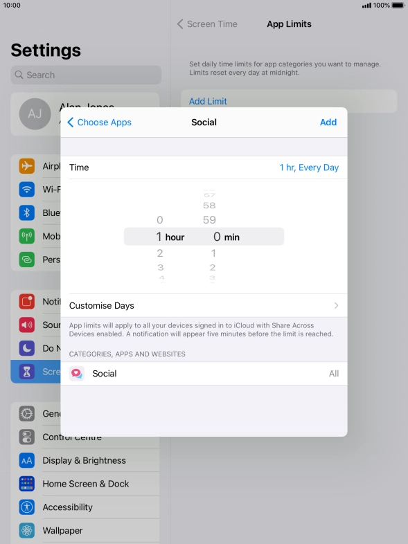 Press Customise Days.