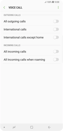 Press the indicator next to the required barring type.