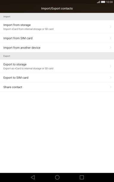 Press Import from SIM card.