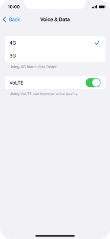 Press the required network mode.