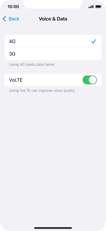 Press the required network mode.
