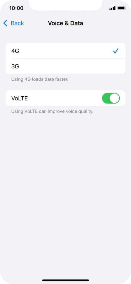 Press the required network mode.