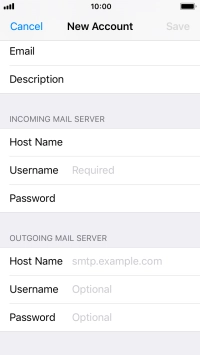 Press Username and key in the username for your email account.