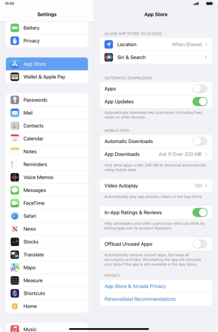 Press the indicators to turn the function on or off.