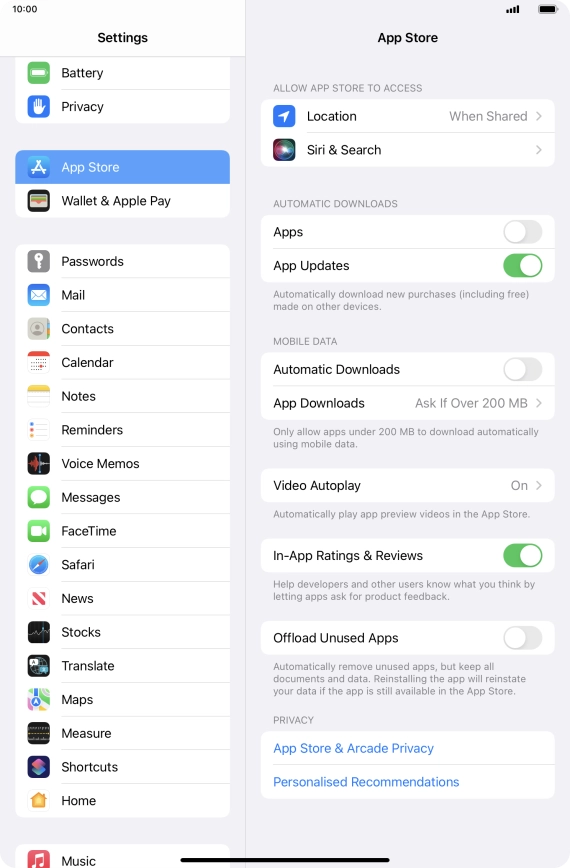 Press the indicators to turn the function on or off.