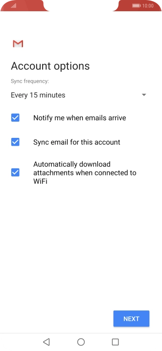If this screen is displayed, you email account has been recognised and set up automatically. Follow the instructions on the screen to key in more information and finish setting up your phone.